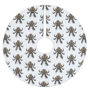 Coconut crab cartoon illustration brushed polyester tree skirt