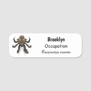 Coconut crab cartoon illustration name tag