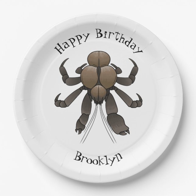 Coconut crab cartoon illustration paper plate (Front)