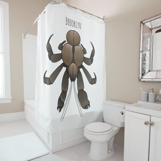 Coconut crab cartoon illustration  shower curtain (In Situ)