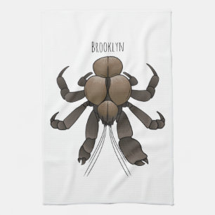 Coconut crab cartoon illustration tea towel