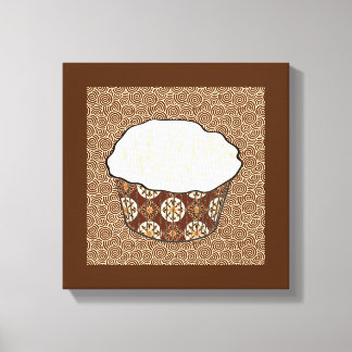 Coconut Cupcake, Japanese Swirl Background Canvas Print
