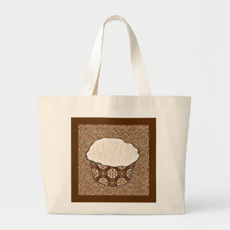 Coconut Cupcake, Japanese Swirl Background Large Tote Bag