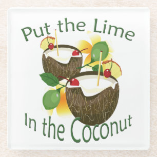 Coconut Drink Tiki Bar Glass Coaster