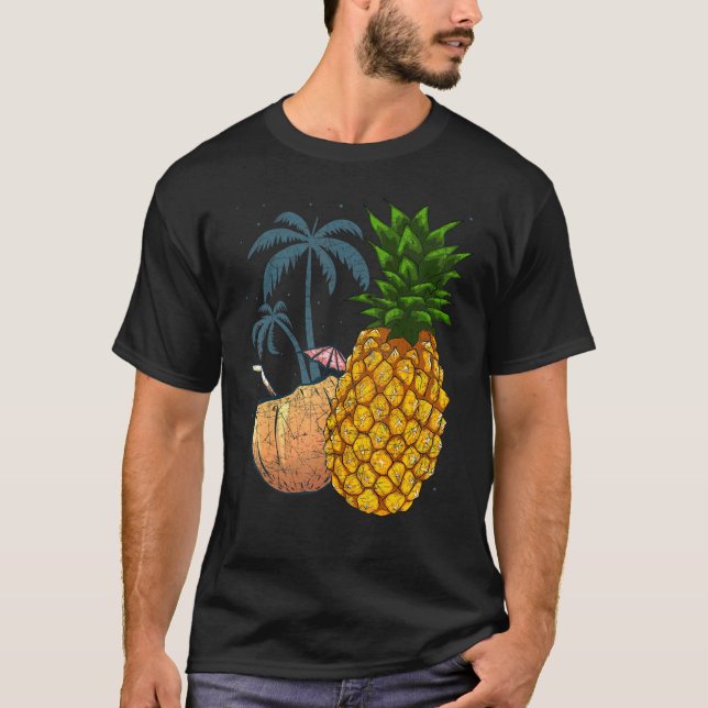 Coconut Fruit Palm Trees Tropical Summer Vacation  T-Shirt (Front)
