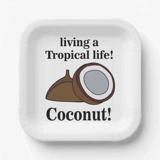 Coconut Fruit Tropical Summer Party Paper Plate (Front)