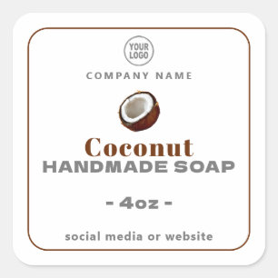 Coconut Handmade Soap Square Sticker