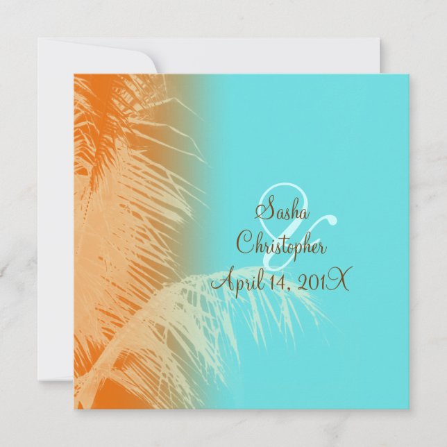 Coconut leaves silhouette invitation (Front)