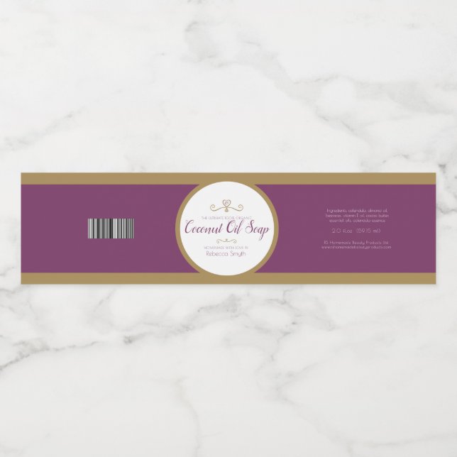 Coconut oil soap purple gold product label (Single Label)