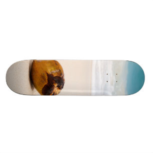 Coconut on a tropical beach skateboard