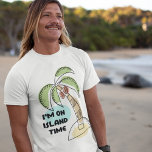 Coconut Palm T-Shirt<br><div class="desc">Men’s basic white t-shirt with a cartoon image of a desert island with a palm tree,  coconuts,  and the deep blue sea. “I’m On Island Time” is printed on the front in bold black islander letters. See the entire Shipwreck Apparel collection in the SPECIAL TOUCHES | Party Favours section.</div>