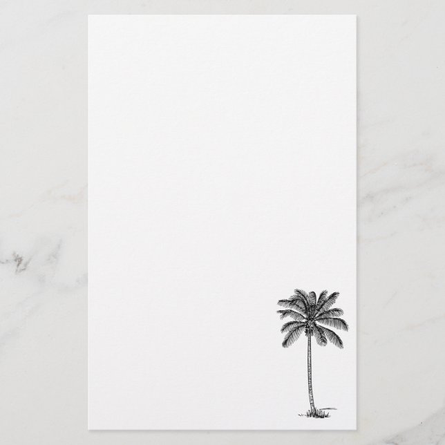 Coconut Palm Tree Tropical Beach Theme Stationery (Front)