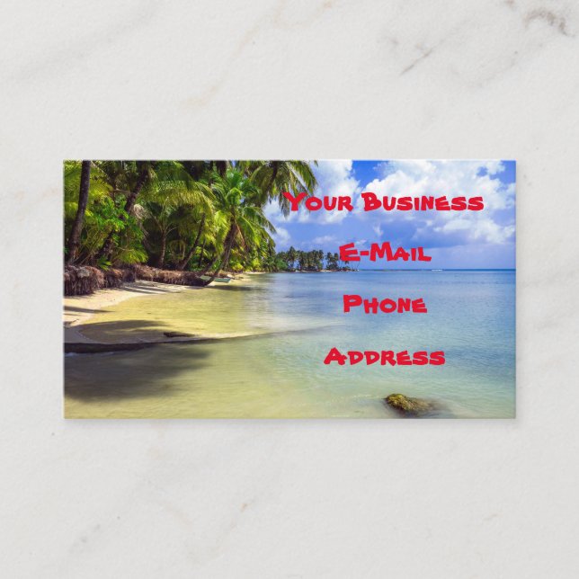 Coconut Palm Tree Tropical Island Business Card (Front)