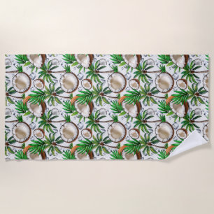 Coconut Palm Tree Tropical Pattern Design  Beach Towel