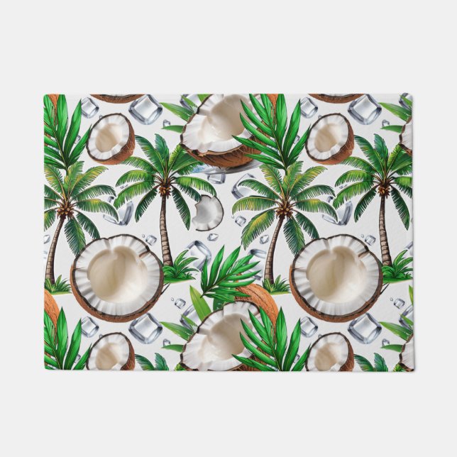 Coconut Palm Tree Tropical Pattern Design  Doormat (Front)