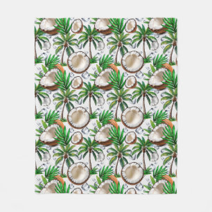 Coconut Palm Tree Tropical Pattern Design Fleece Blanket