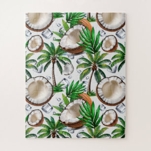Coconut Palm Tree Tropical Pattern Design Jigsaw Puzzle