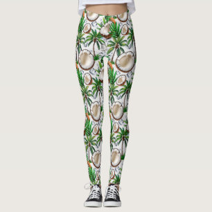 Coconut Palm Tree Tropical Pattern Design  Leggings