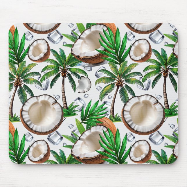 Coconut Palm Tree Tropical Pattern Design  Mouse Mat (Front)
