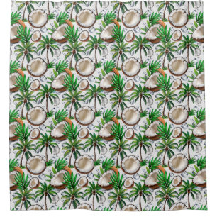 Coconut Palm Tree Tropical Pattern Design  Shower Curtain