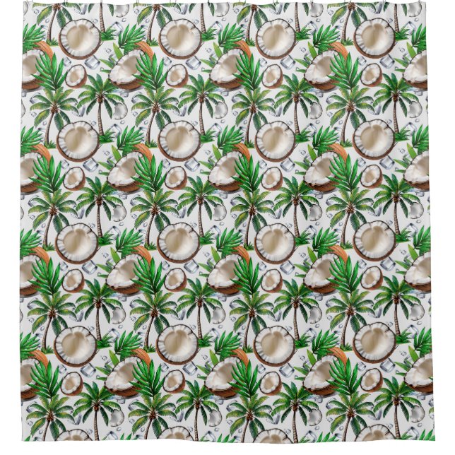 Coconut Palm Tree Tropical Pattern Design  Shower Curtain (Front)