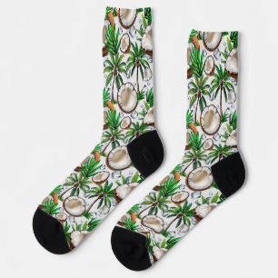 Coconut Palm Tree Tropical Pattern Design  Socks
