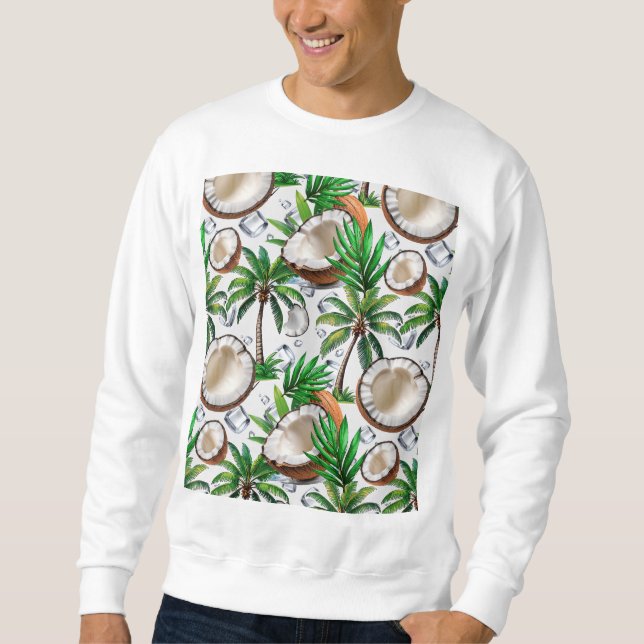 Coconut Palm Tree Tropical Pattern Design  Sweatshirt (Front)
