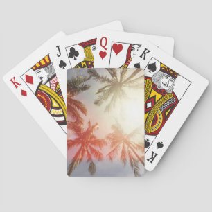 Coconut Palm Trees Against the Sun Playing Cards