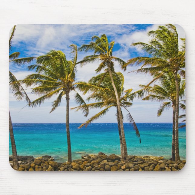 Coconut palm trees (Cocos nucifera) swaying in Mouse Mat (Front)