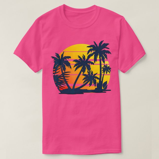 Coconut Palm Trees Summer Vacation Beach Tropical  T-Shirt (Design Front)