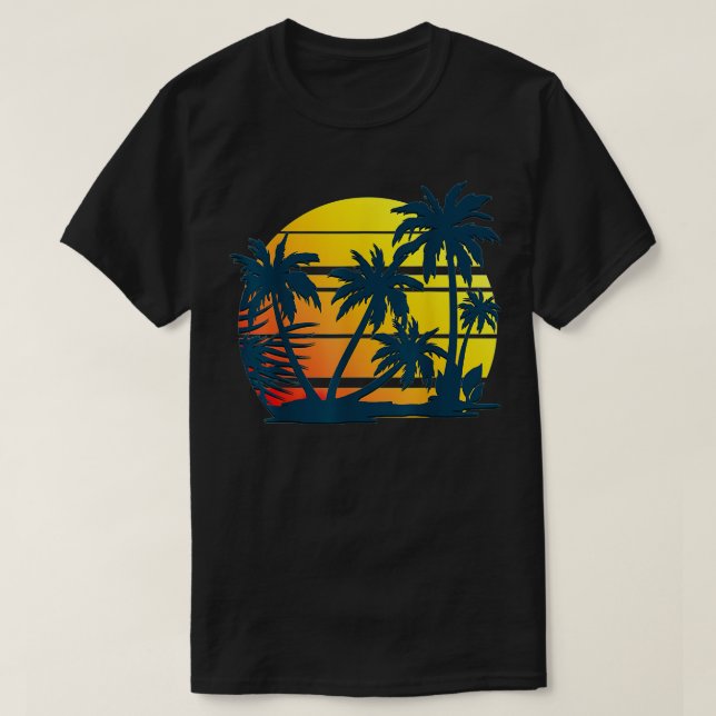 Coconut Palm Trees Summer Vacation Beach Tropical  T-Shirt (Design Front)