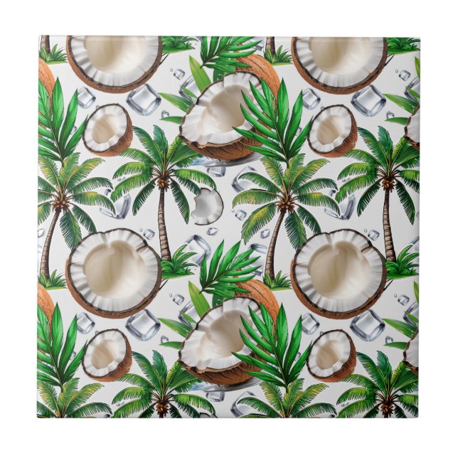 Coconut Palm Trees Tropical Design  Tile (Front)