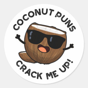Coconut Puns Crack Me Up Funny Fruit Pun  Classic Round Sticker
