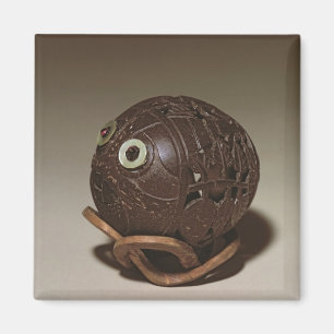 Coconut sculpted into a face, c.1895 magnet