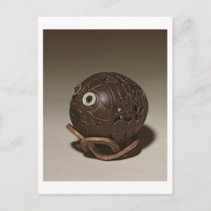 Coconut sculpted into a face, c.1895 postcard