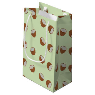 Coconut slices on green small gift bag