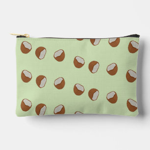 Coconut slices pattern on green accessory pouch