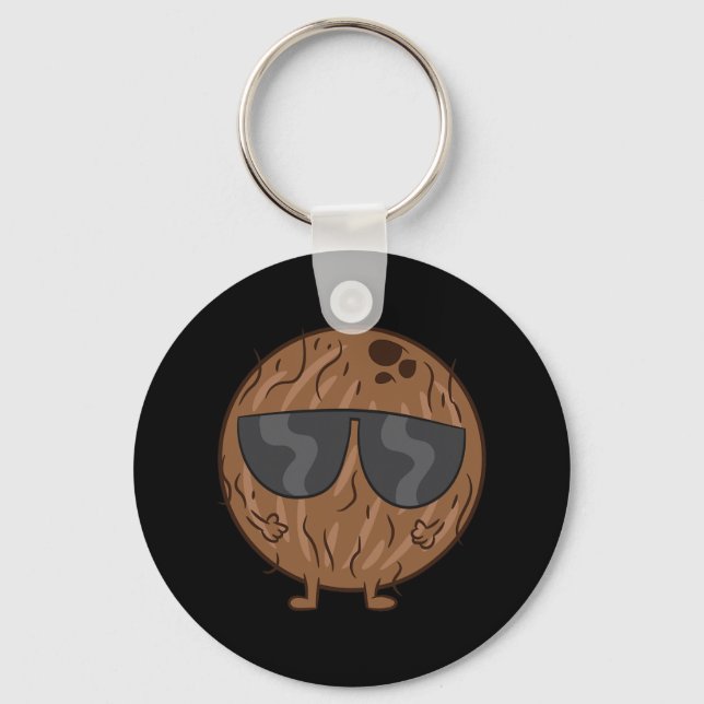 Coconut Summer Fruit Coconut With Sunglasses Love  Key Ring (Front)
