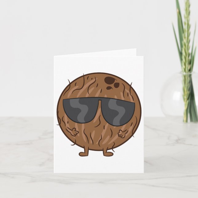Coconut Summer Fruit Coconut With Sungles Love Coc Card (Front)