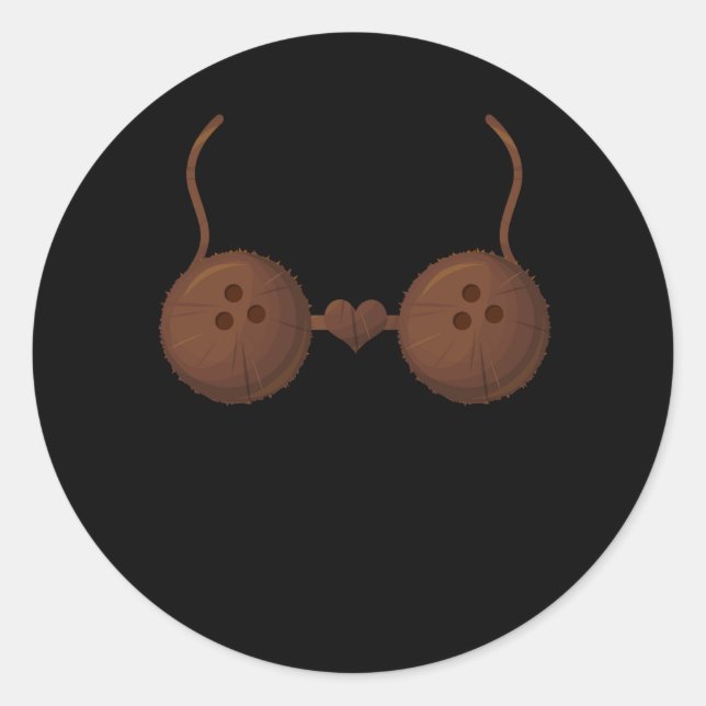 Coconut Summer Vacation Coconuts Bra Halloween Cos Classic Round Sticker (Front)