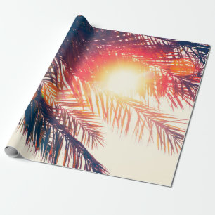 coconut tree at tropical coast, made with Vintage  Wrapping Paper