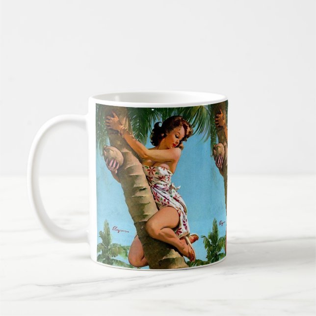 Coconut tree pin up coffee mug (Left)