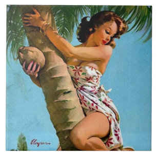 Coconut tree pin up tile