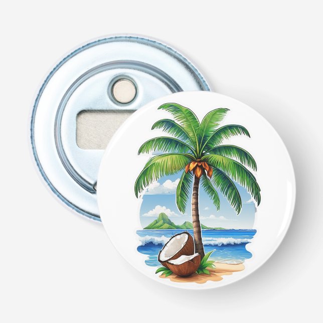 Coconut Tree Tropical Island Bottle Opener (Front)