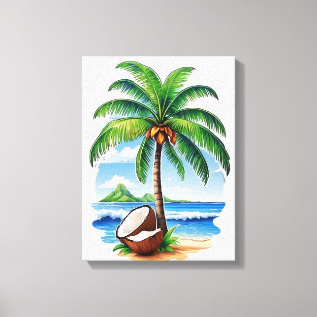 Coconut Tree Tropical Island Canvas Print (Front)