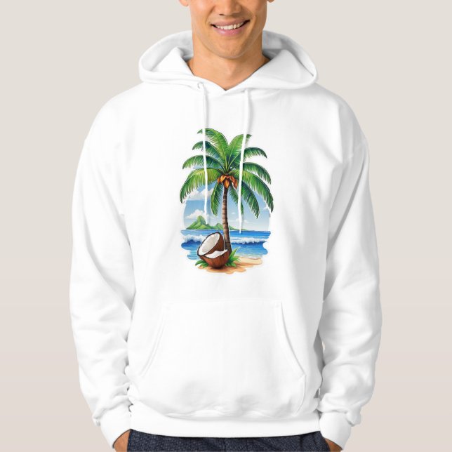 Coconut Tree Tropical Island Hoodie (Front)