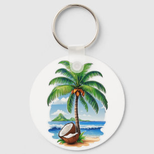 Coconut Tree Tropical Island Key Ring