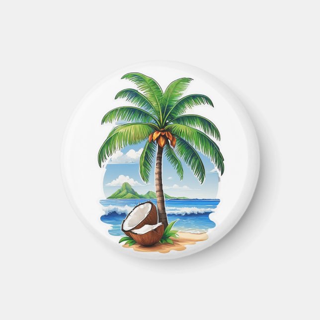 Coconut Tree Tropical Island Magnet (Front)
