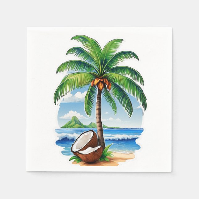 Coconut Tree Tropical Island Napkin (Front)