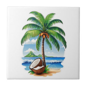 Coconut Tree Tropical Island Tile
